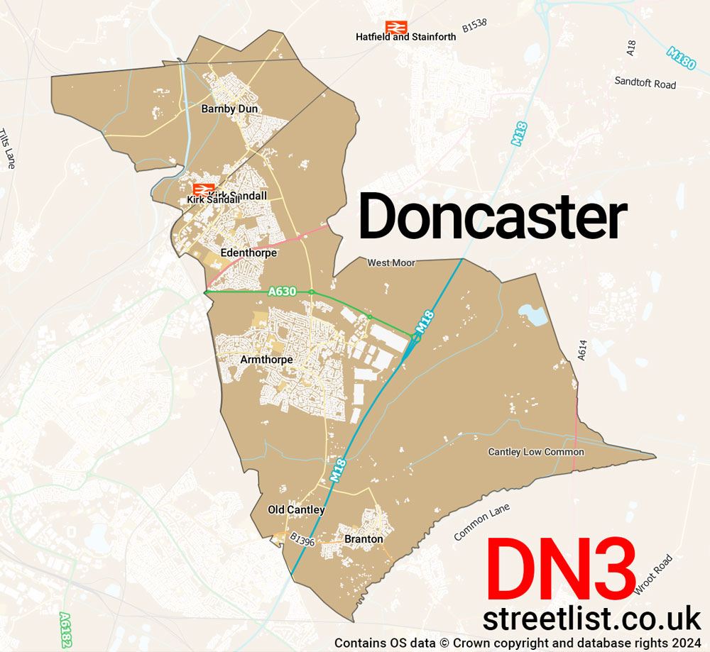 Map of the DN3 postcode