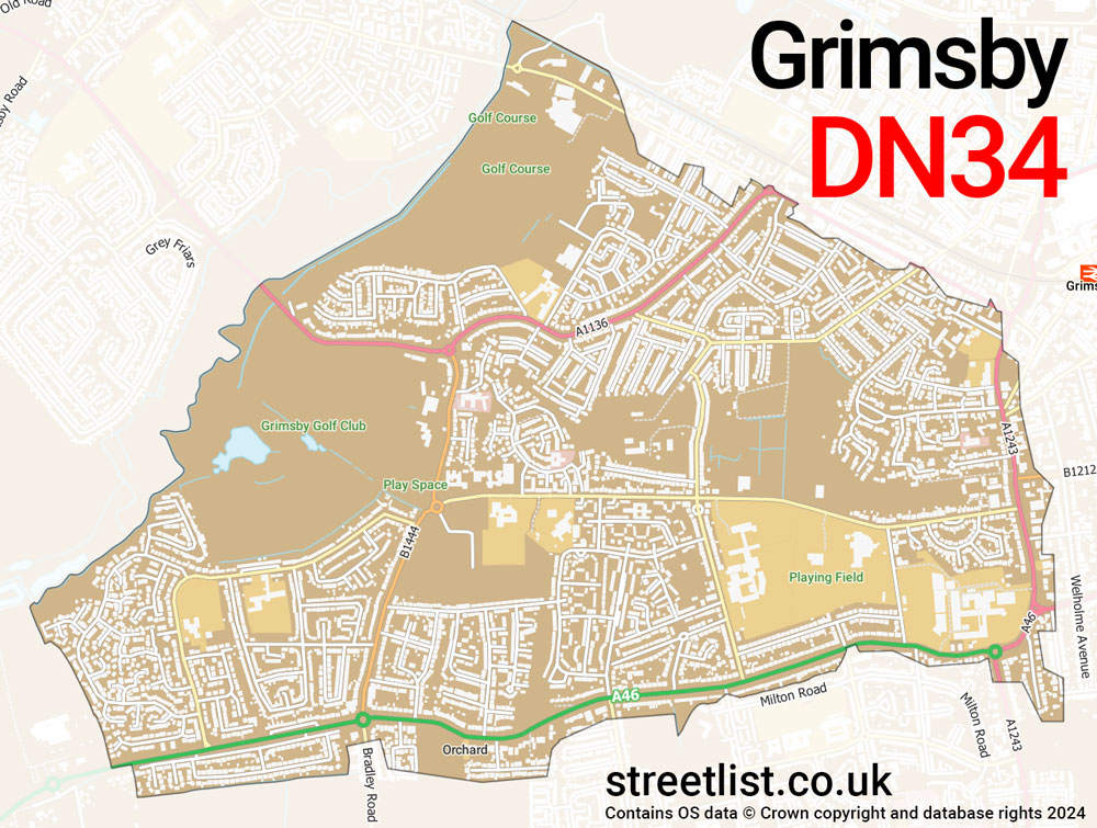 Map of the DN34 postcode