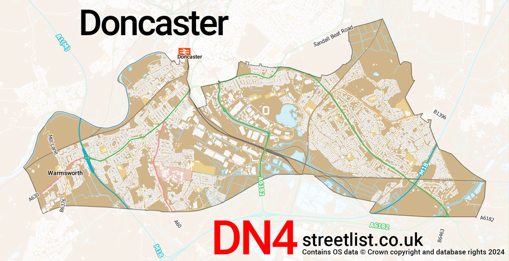 Map of the DN4 postcode