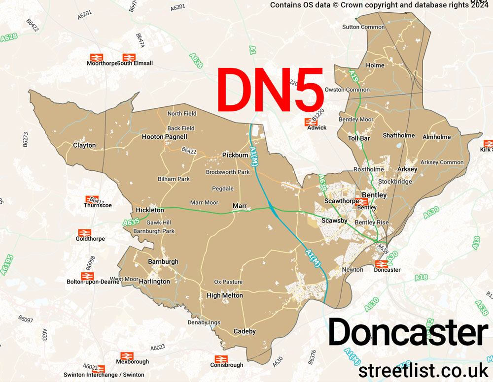 Map of the DN5 postcode