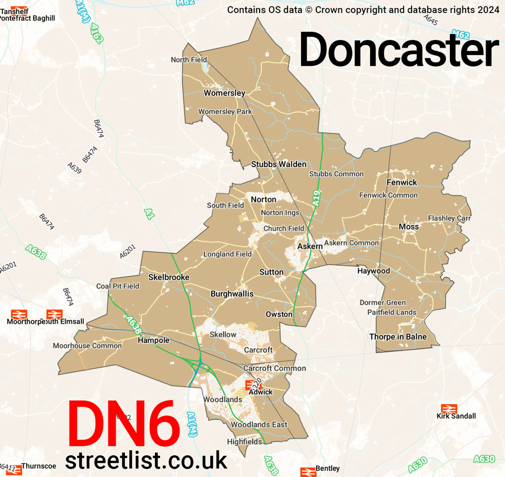 Map of the DN6 postcode