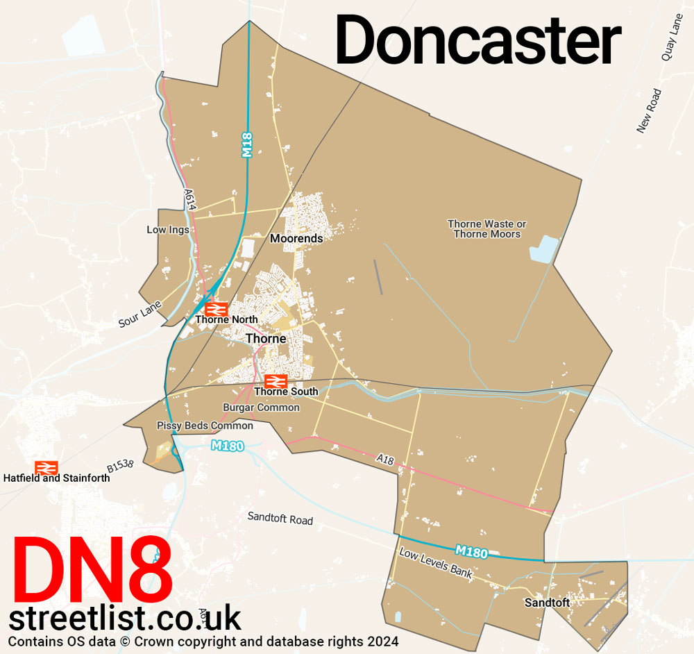 Map of the DN8 postcode