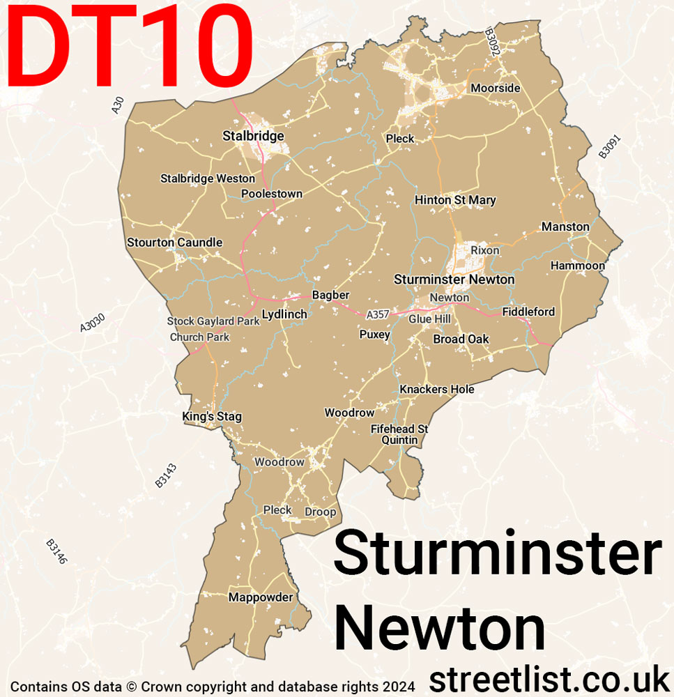 Map of the DT10 postcode