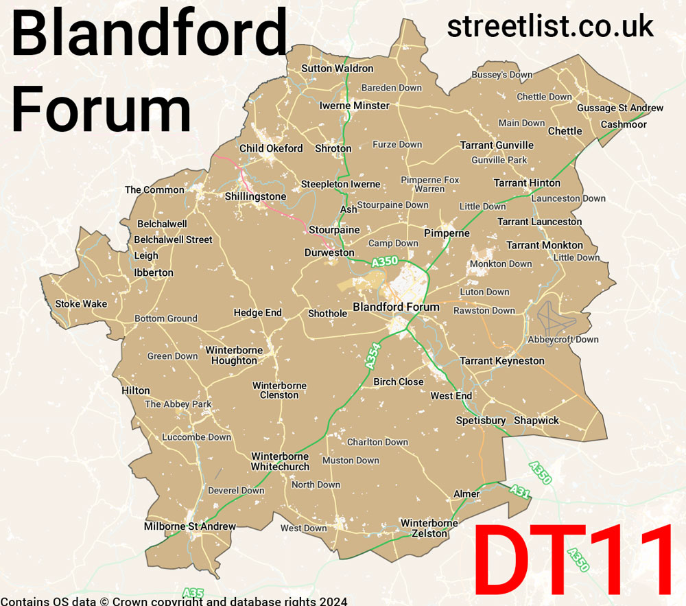 Map of the DT11 postcode