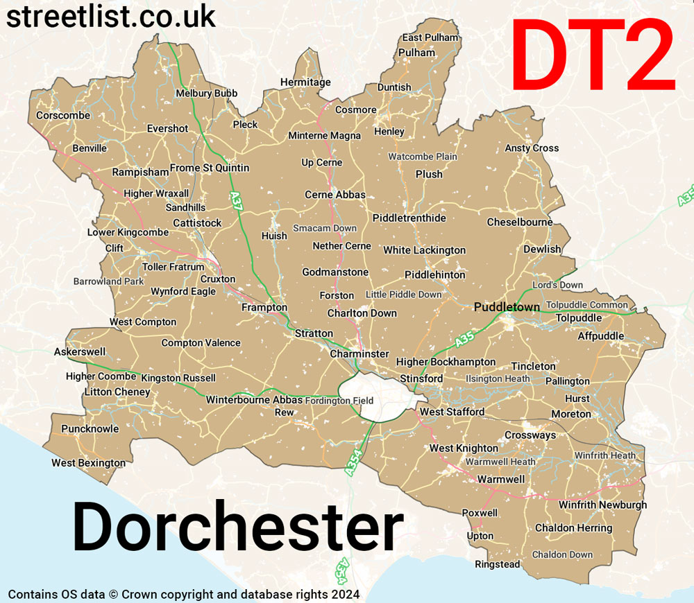 Map of the DT2 postcode