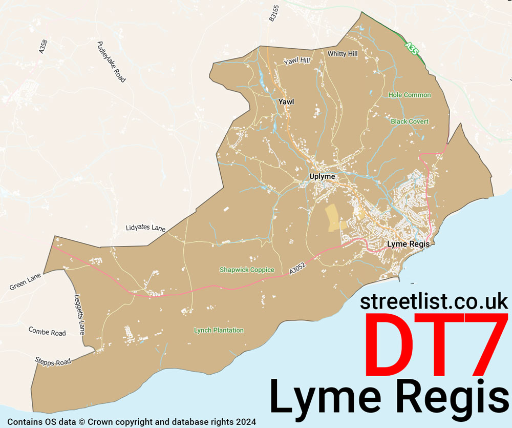 Map of the DT7 postcode