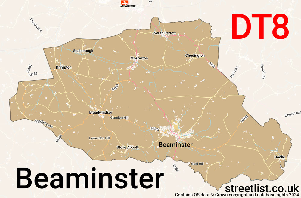 Map of the DT8 postcode