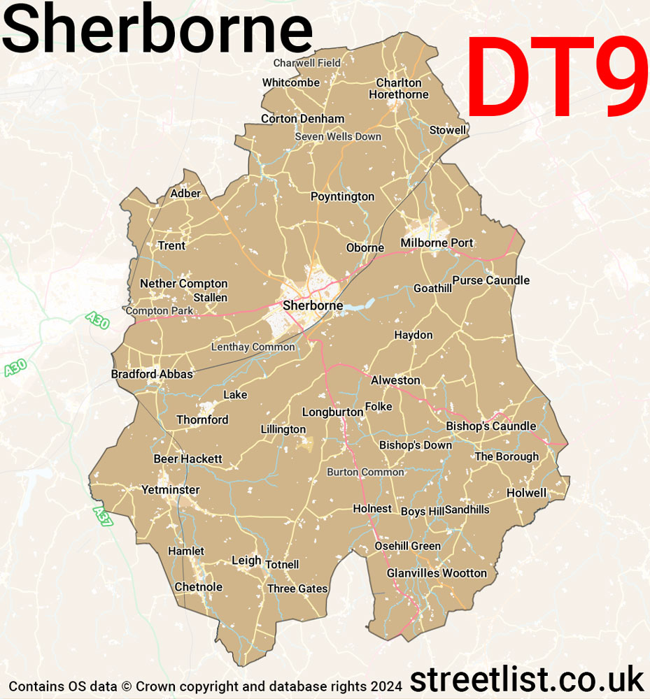 Map of the DT9 postcode