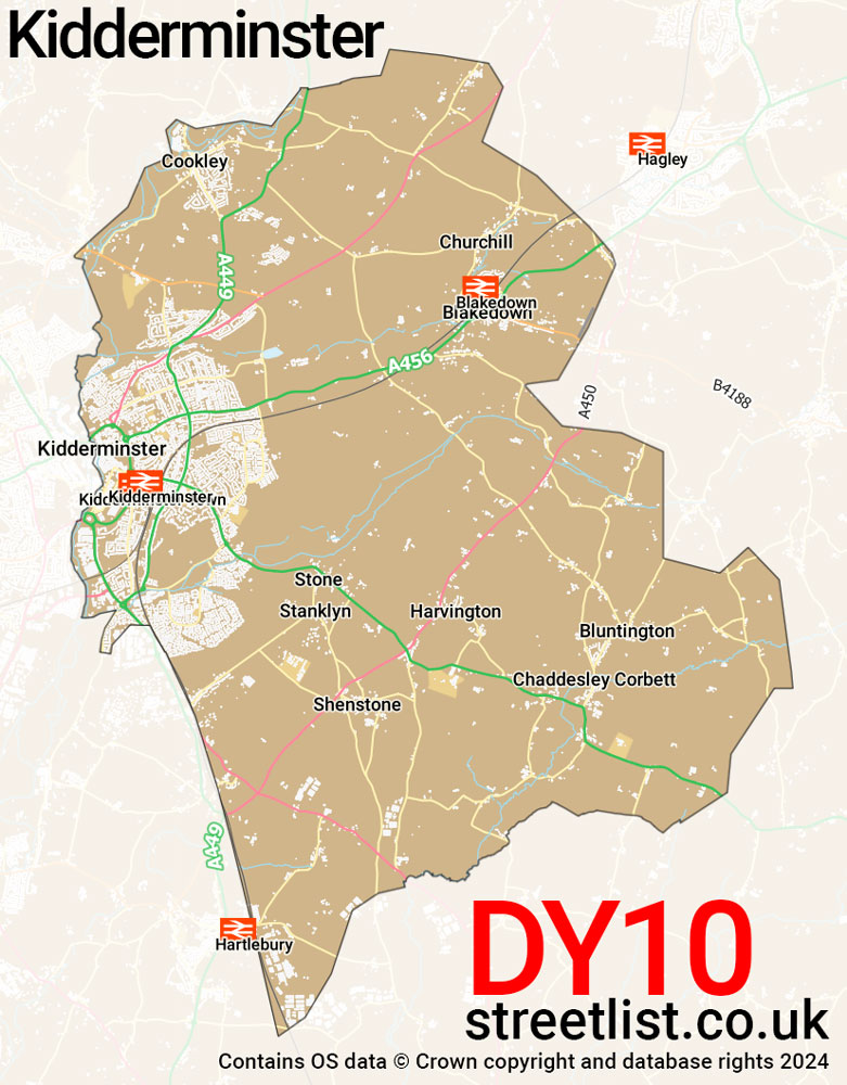 Map of the DY10 postcode