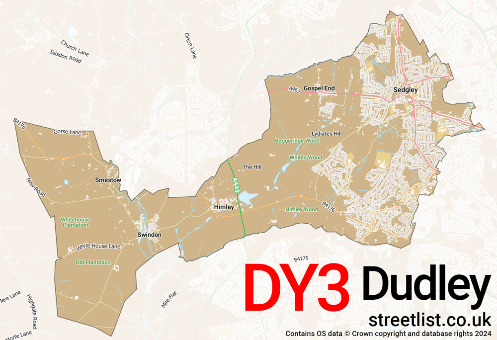 Map of the DY3 postcode