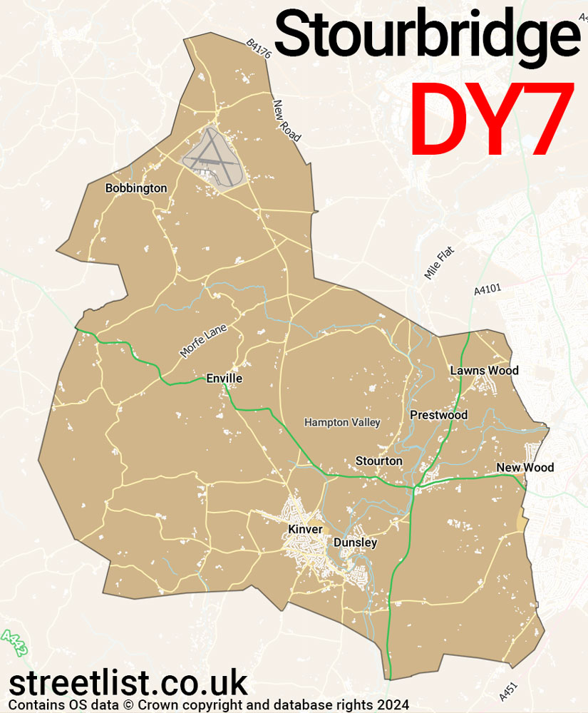 Map of the DY7 postcode