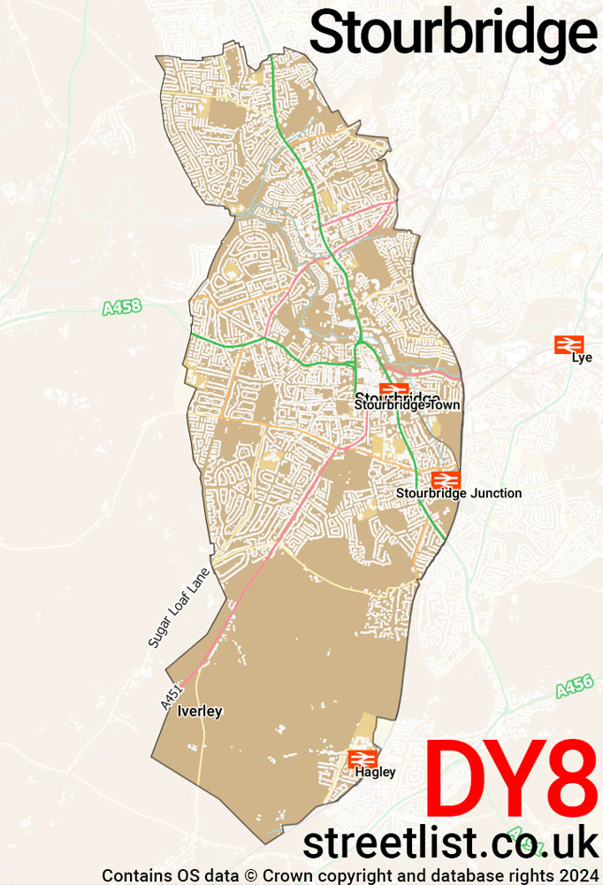 Map of the DY8 postcode