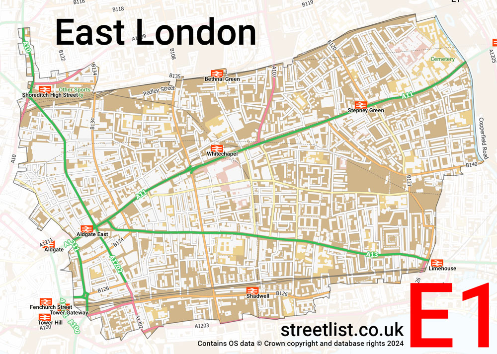 Map of the E1 postcode