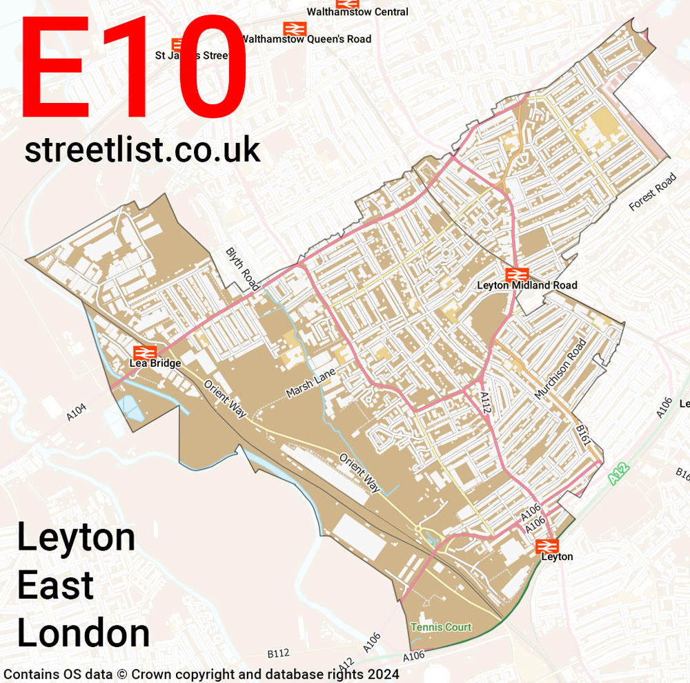 Map of the E10 postcode