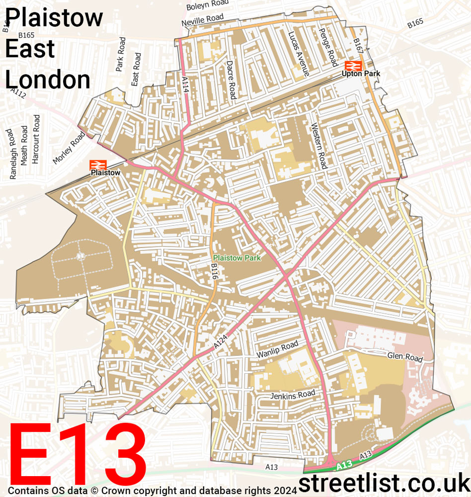 Map of the E13 postcode