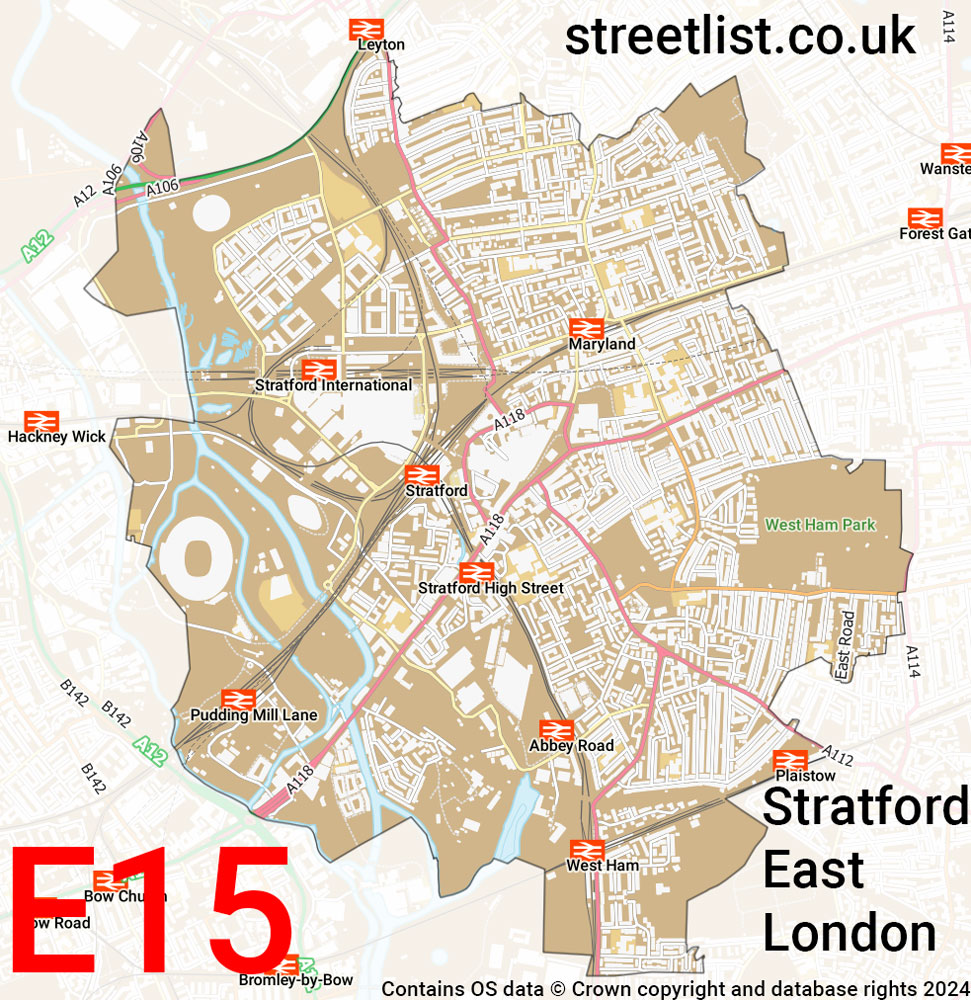 Map of the E15 postcode