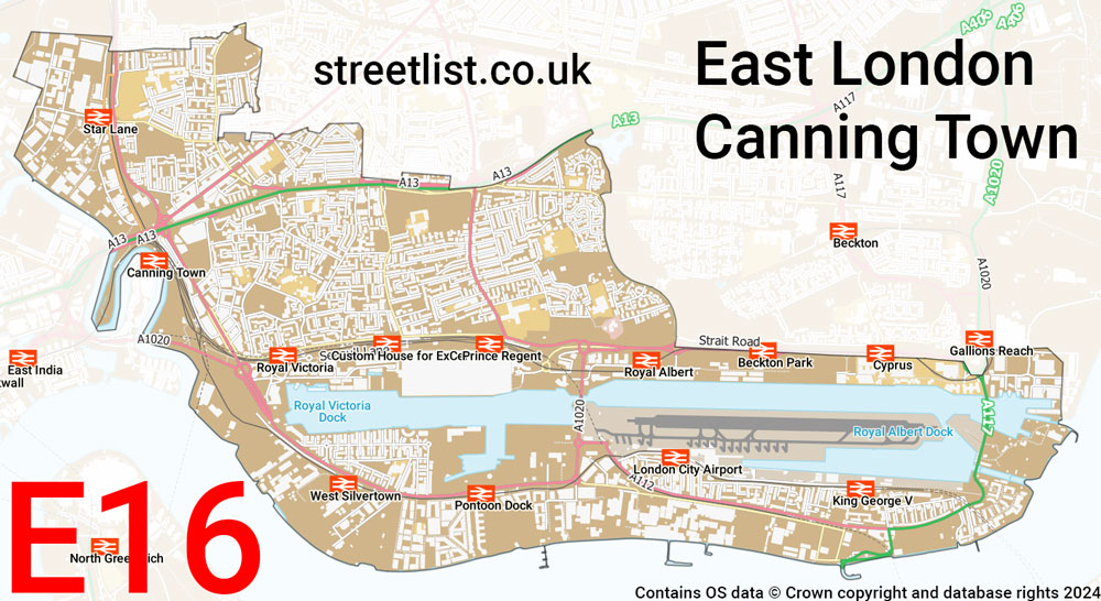 Map of the E16 postcode