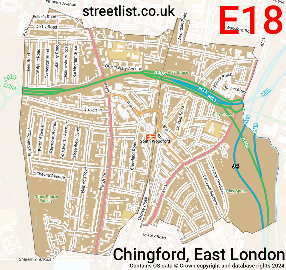 Map of the E18 postcode