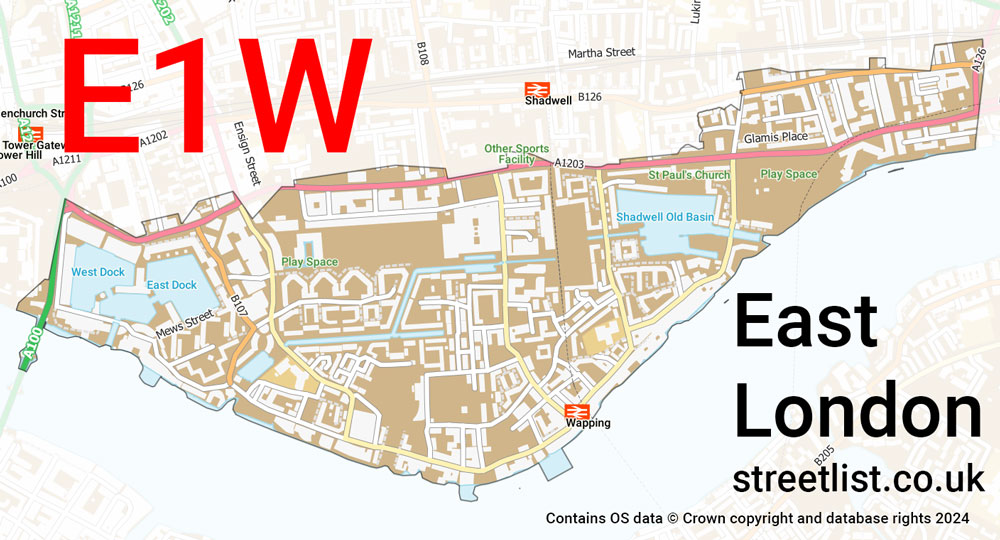 Map of the E1W postcode