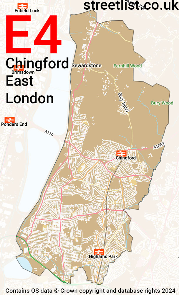 Map of the E4 postcode