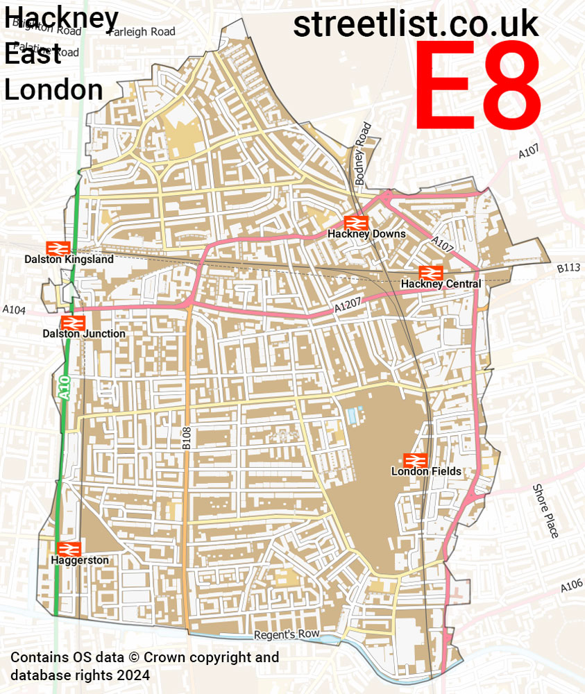 Map of the E8 postcode