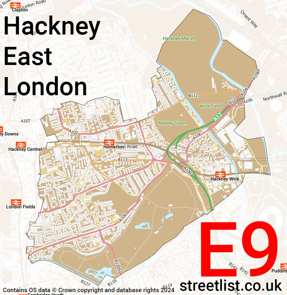 Map of the E9 postcode