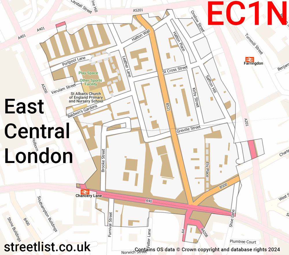 Map of the EC1N postcode