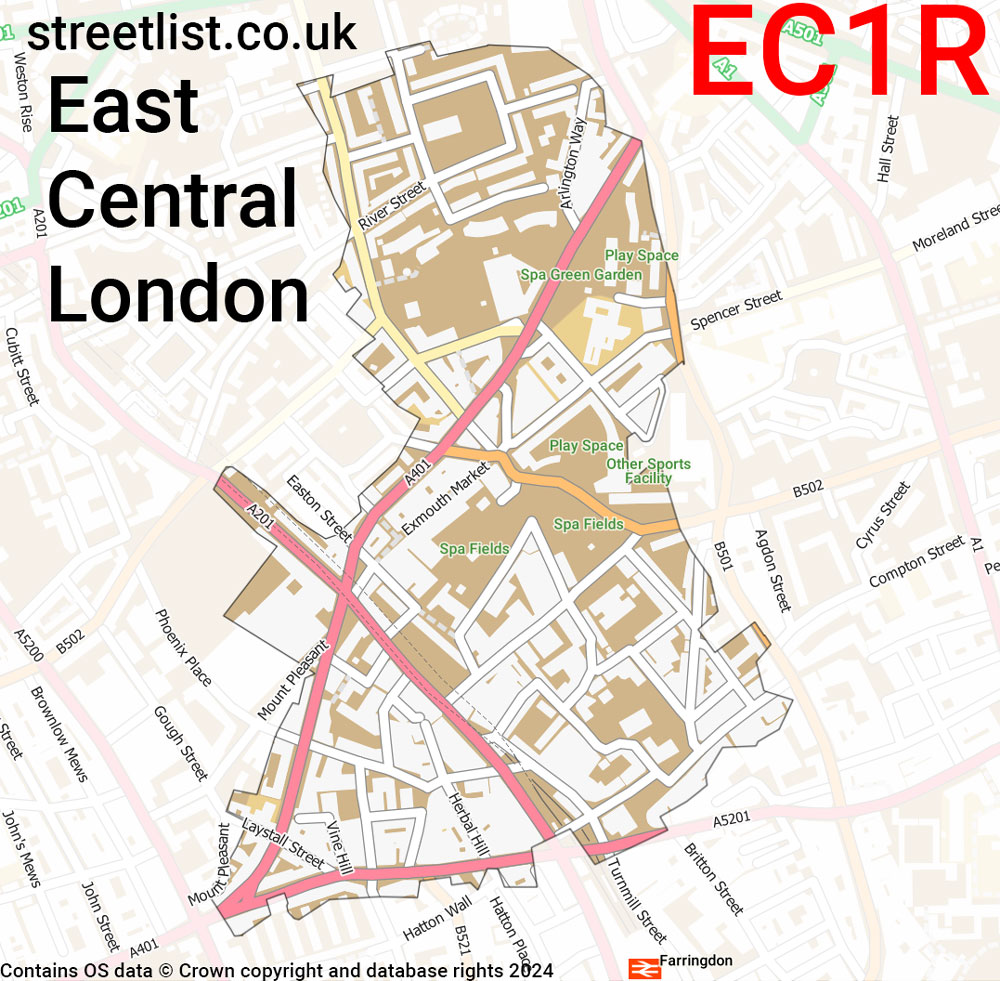 Map of the EC1R postcode