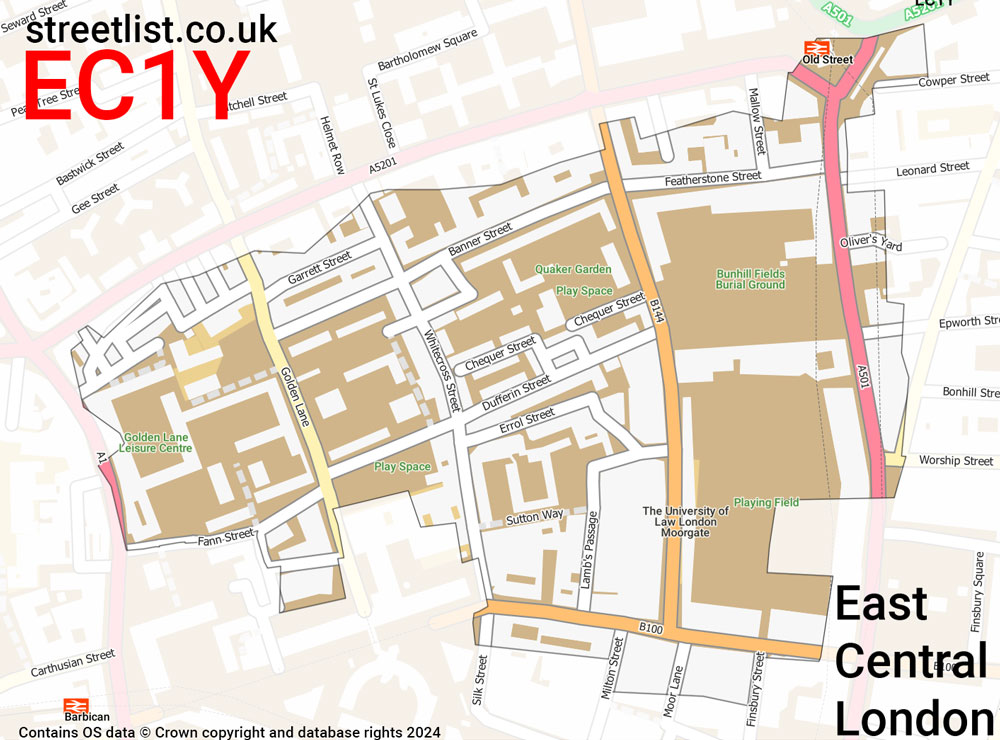 Map of the EC1Y postcode