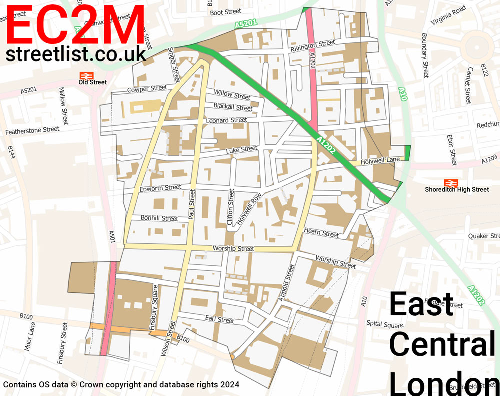 Map of the EC2A postcode