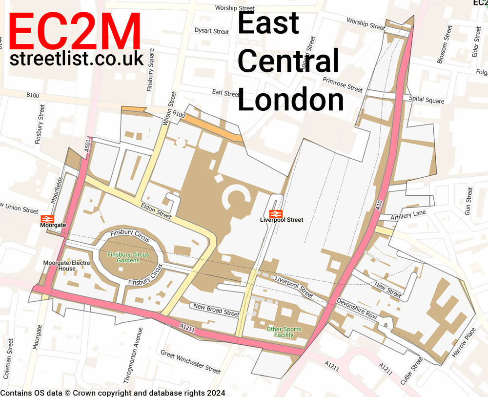 Map of the EC2M postcode