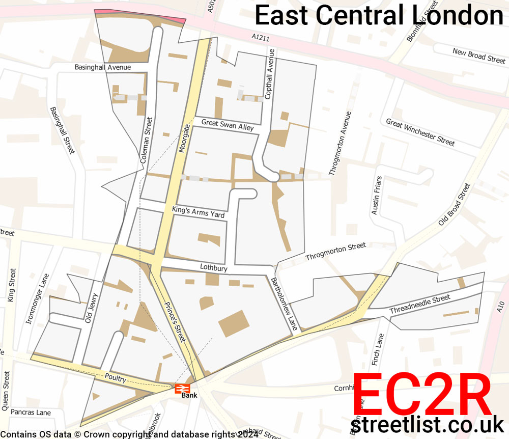 Map of the EC2R postcode