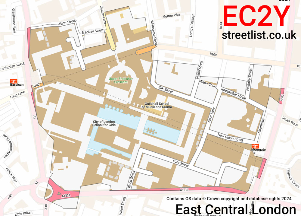 Map of the EC2Y postcode