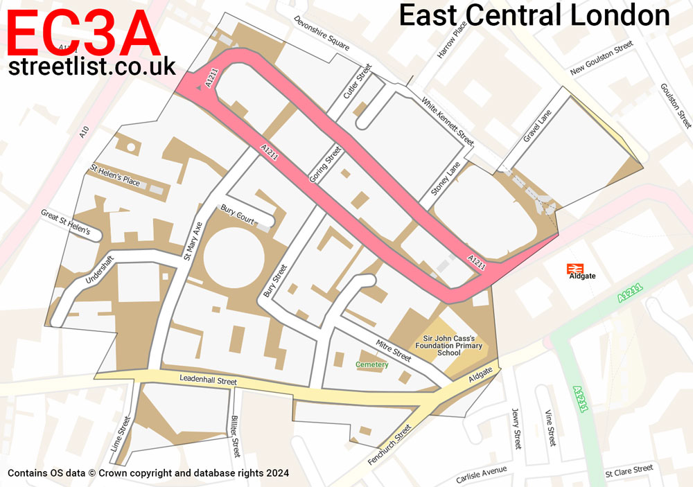 Map of the EC3A postcode