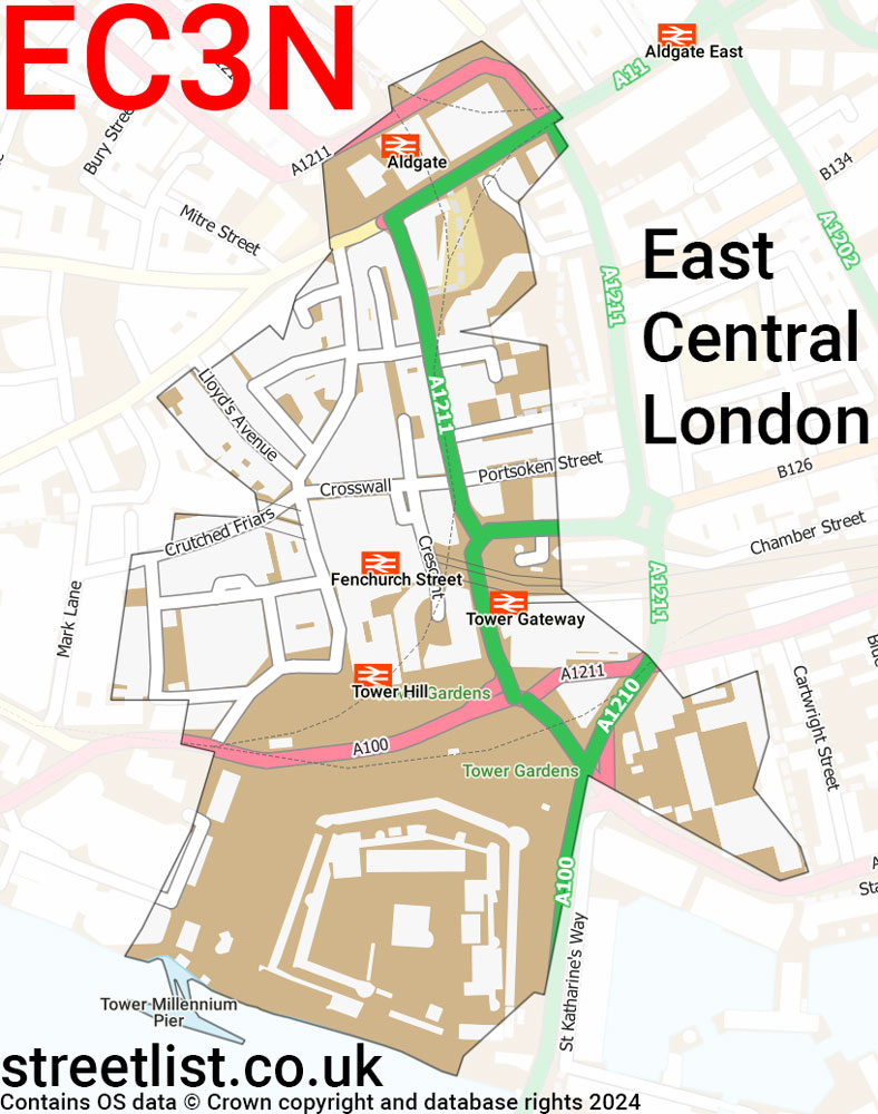 Map of the EC3N postcode