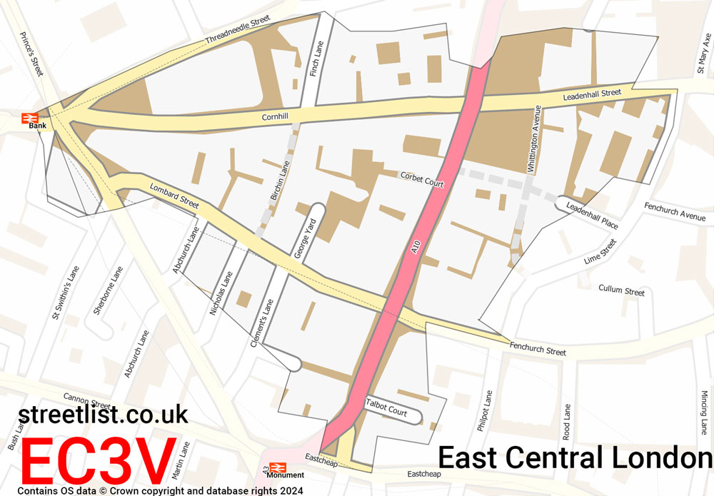 Map of the EC3V postcode