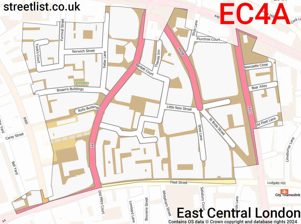 Map of the EC4A postcode