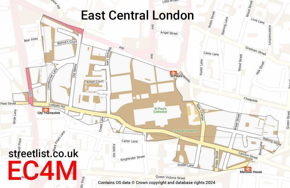 Map of the EC4M postcode