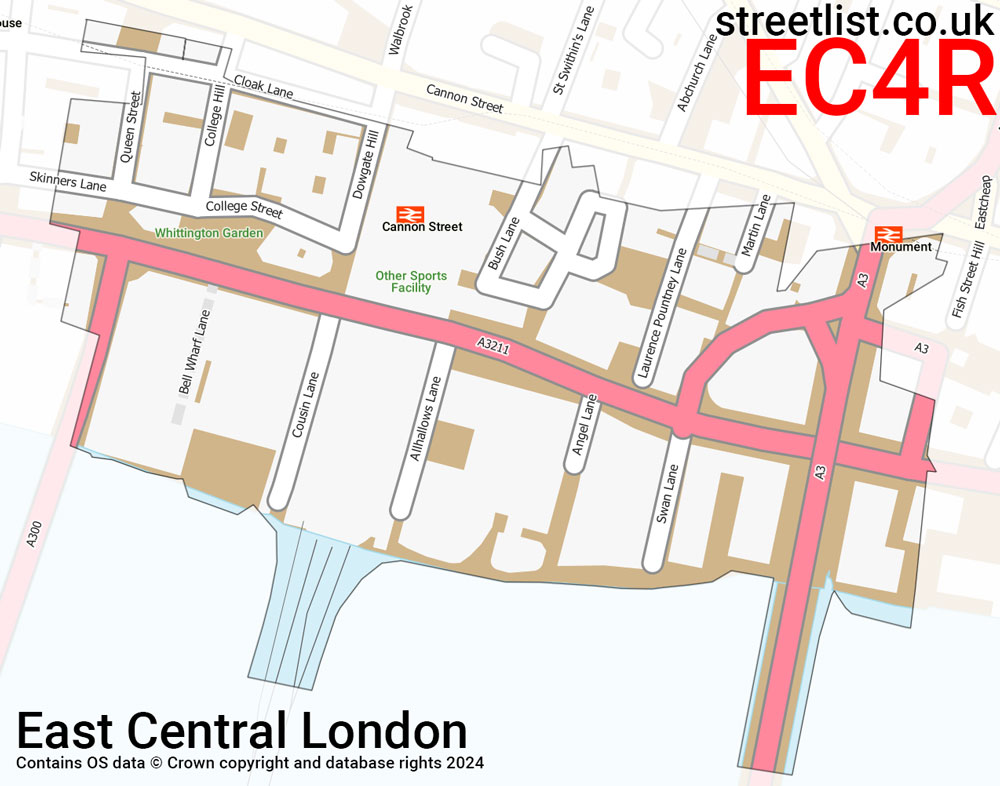 Map of the EC4R postcode