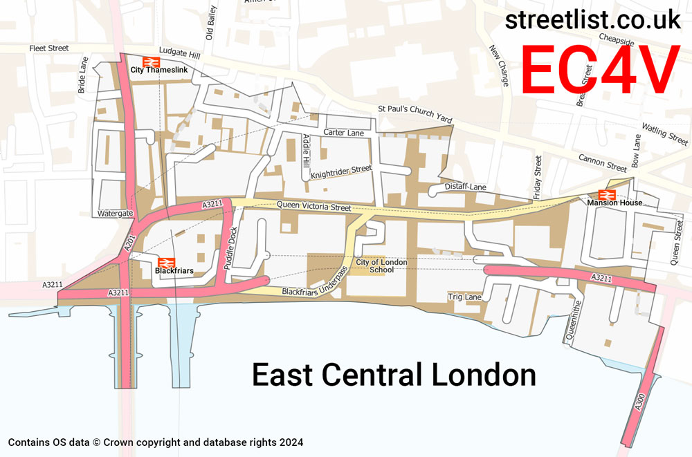 Map of the EC4V postcode