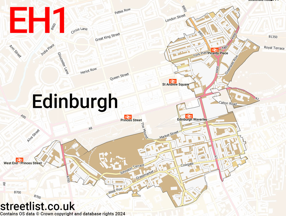 Map of the EH1 postcode