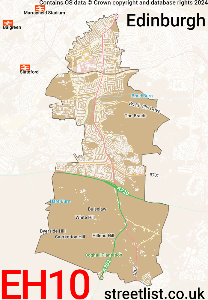 Map of the EH10 postcode