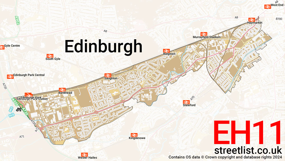 Map of the EH11 postcode