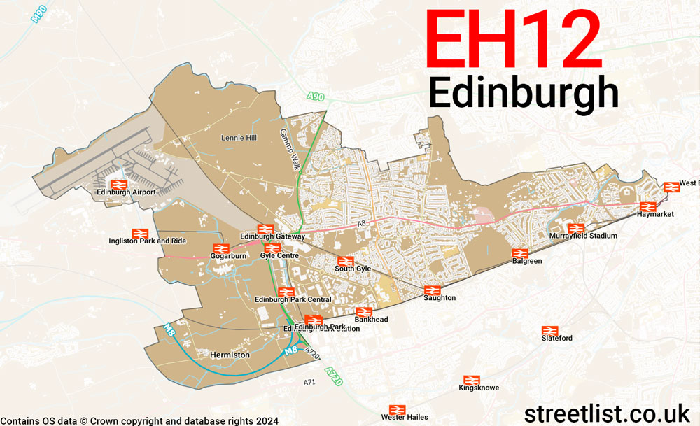 Map of the EH12 postcode