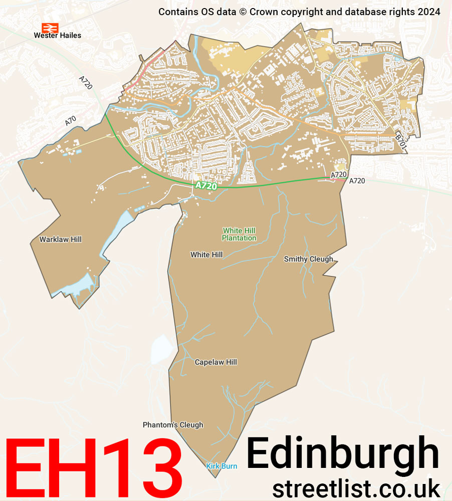 Map of the EH13 postcode