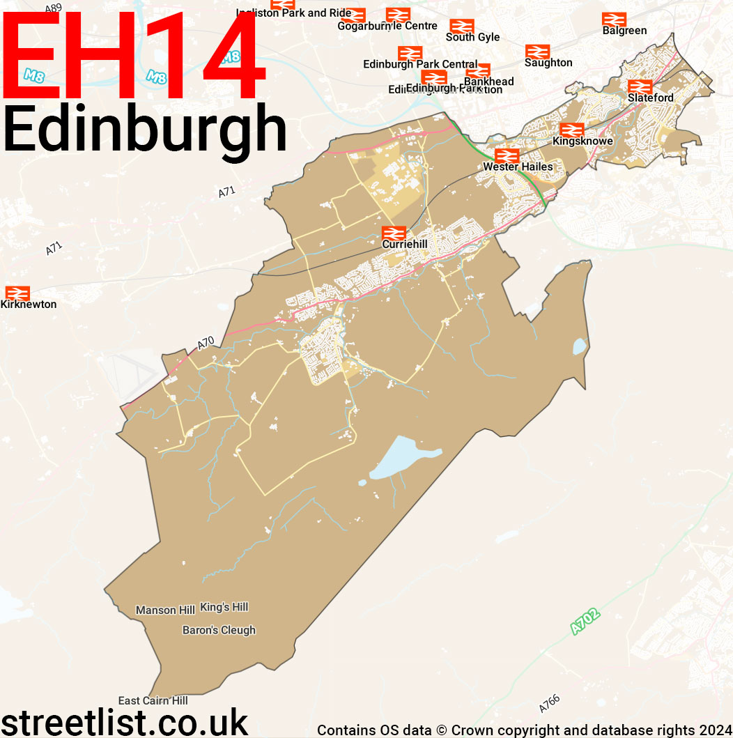 Map of the EH14 postcode