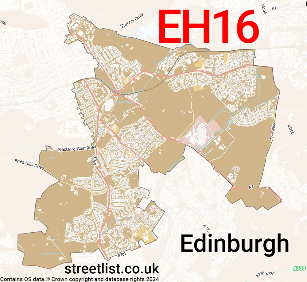 Map of the EH16 postcode