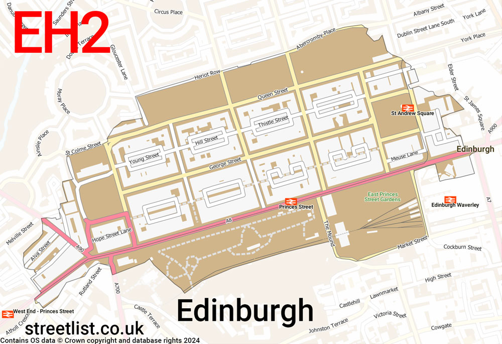 Map of the EH2 postcode