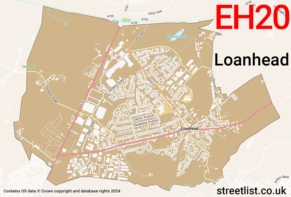 Map of the EH20 postcode