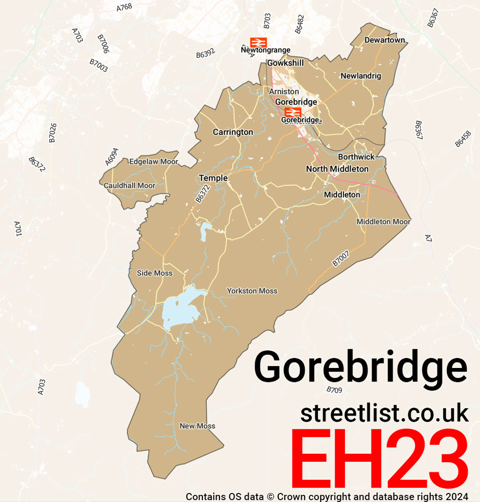 Map of the EH23 postcode